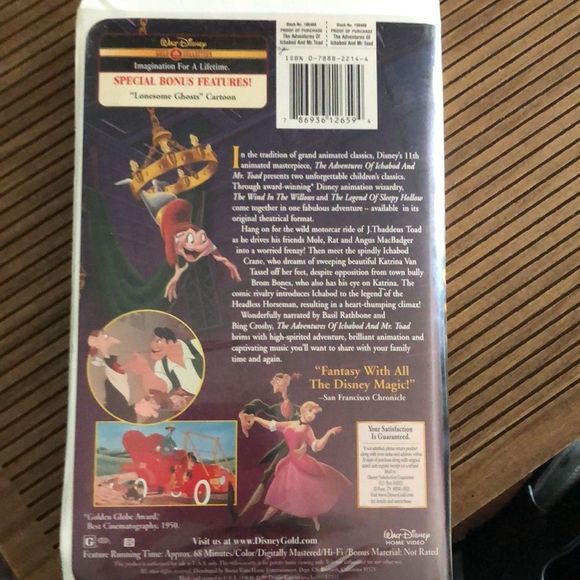 WALT DISNEY THE ADVENTURES OF ICHABOD AND MR. TOAD VHS - Picture 4 of 4